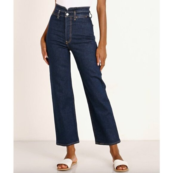 Levi's Tailored Ribcage Straight Leg Jeans Dark Wash Women's Size 27 - Picture 1 of 12